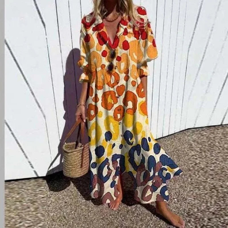 Rachel | Women’s Boho Floral Long Sleeve Maxi Dress