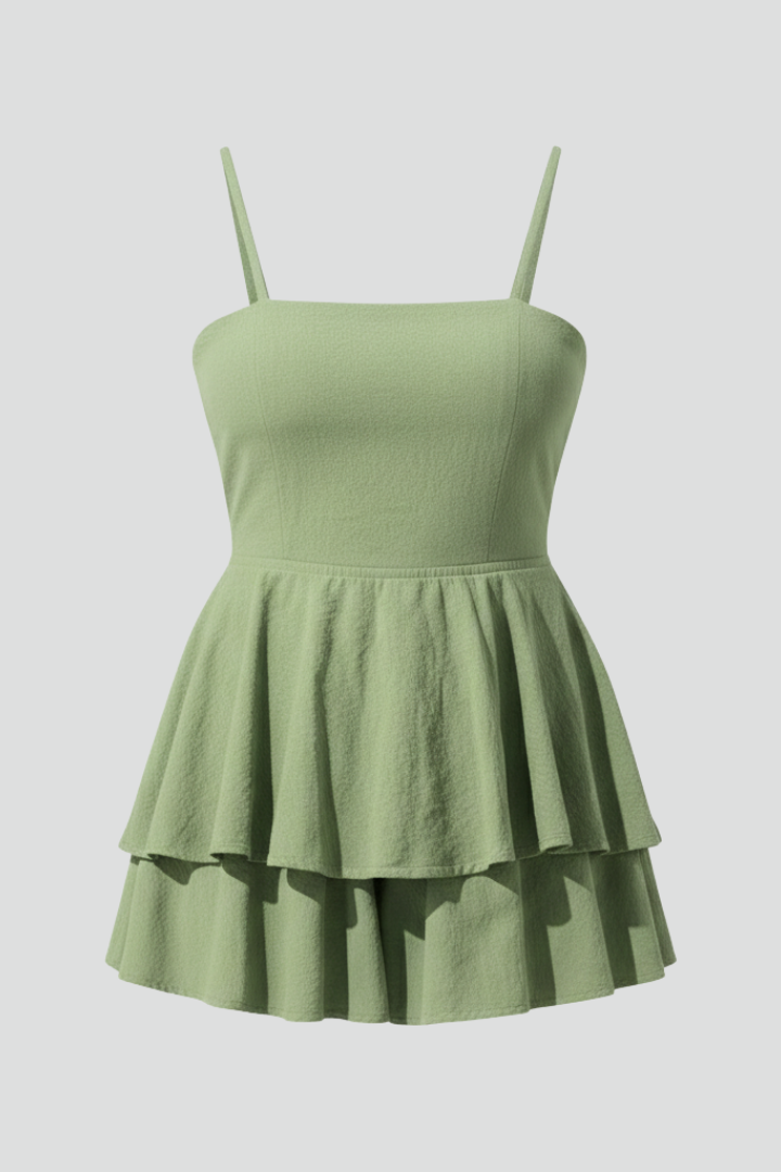 Simone | Spaghetti Strap Flared Skirt Mini Dress