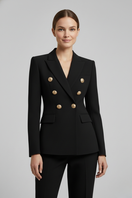 Frida | Double-Breasted Blazer with Gold-Tone Button Details