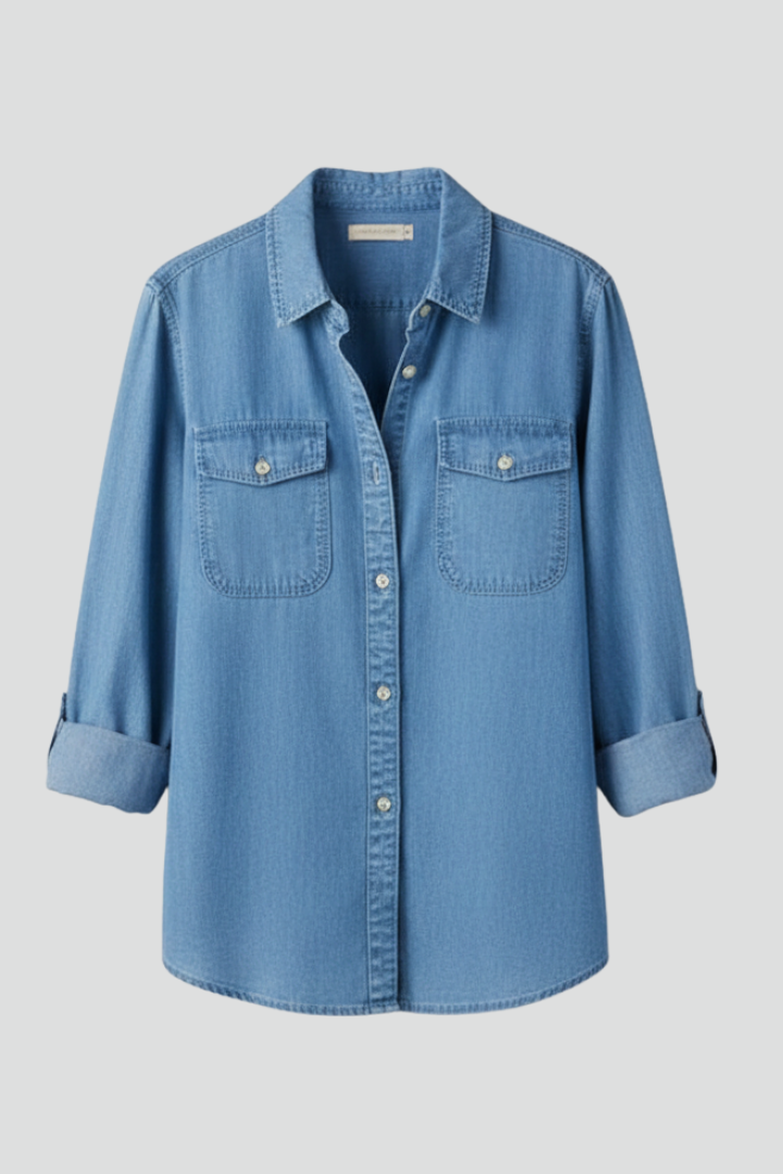 Tiana | Classic Button-Front Denim Shirt with Long Sleeves