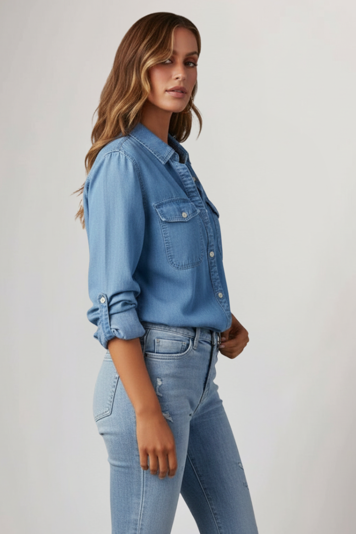 Tiana | Classic Button-Front Denim Shirt with Long Sleeves