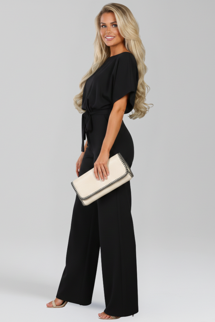 Esme | Women’s Tie-Belt Wide-Leg Classic Breathable Jumpsuit