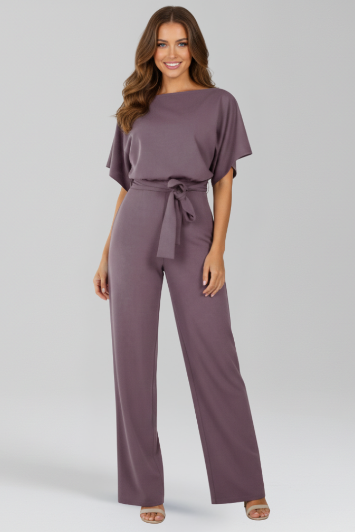 Esme | Women’s Tie-Belt Wide-Leg Classic Breathable Jumpsuit