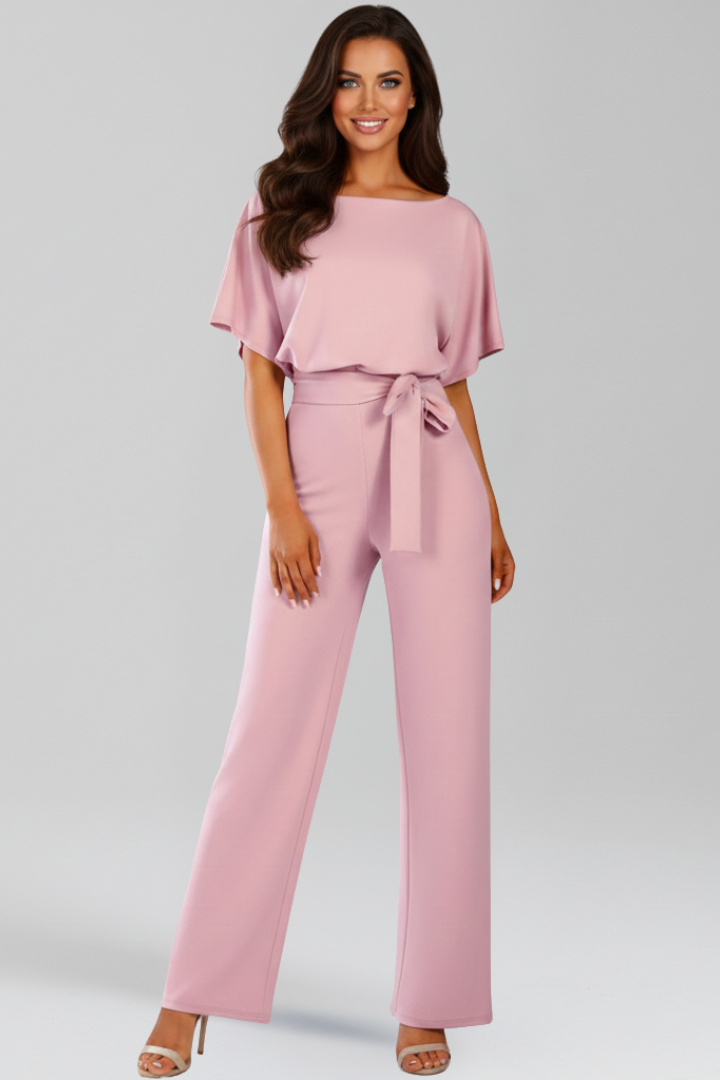 Esme | Women’s Tie-Belt Wide-Leg Classic Breathable Jumpsuit