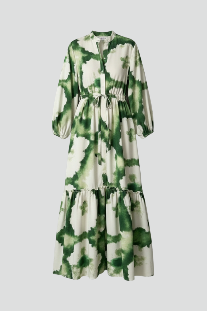 Leonie | Long Sleeve Floral Printed Maxi Dress with V-Neck