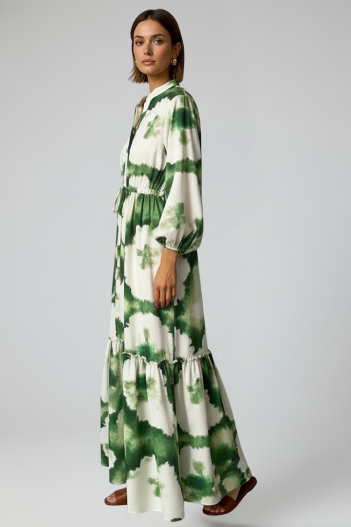 Leonie | Long Sleeve Floral Printed Maxi Dress with V-Neck