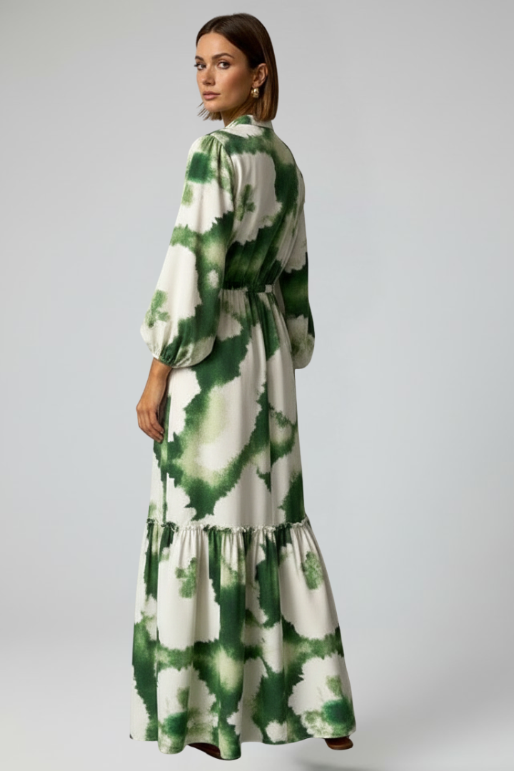 Leonie | Long Sleeve Floral Printed Maxi Dress with V-Neck