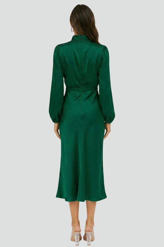 Demi | High Neck Breathable Long Sleeve Midi Dress