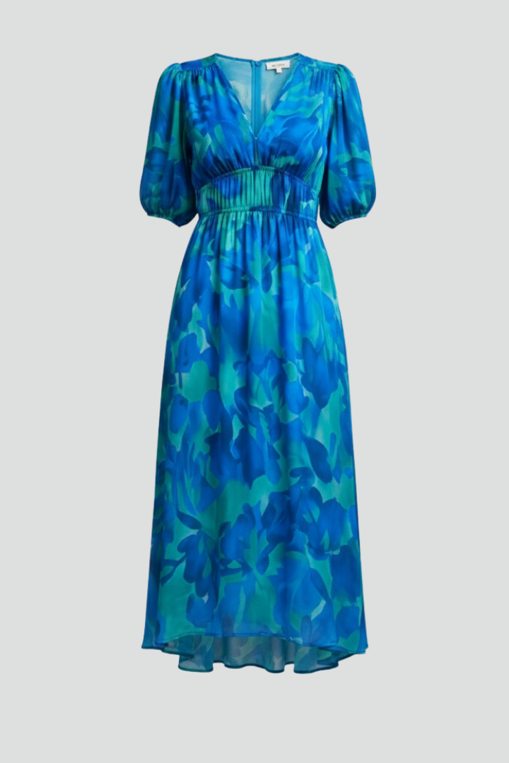 Starla | Loose Floral Puff Sleeve V-Neck Midi Dress