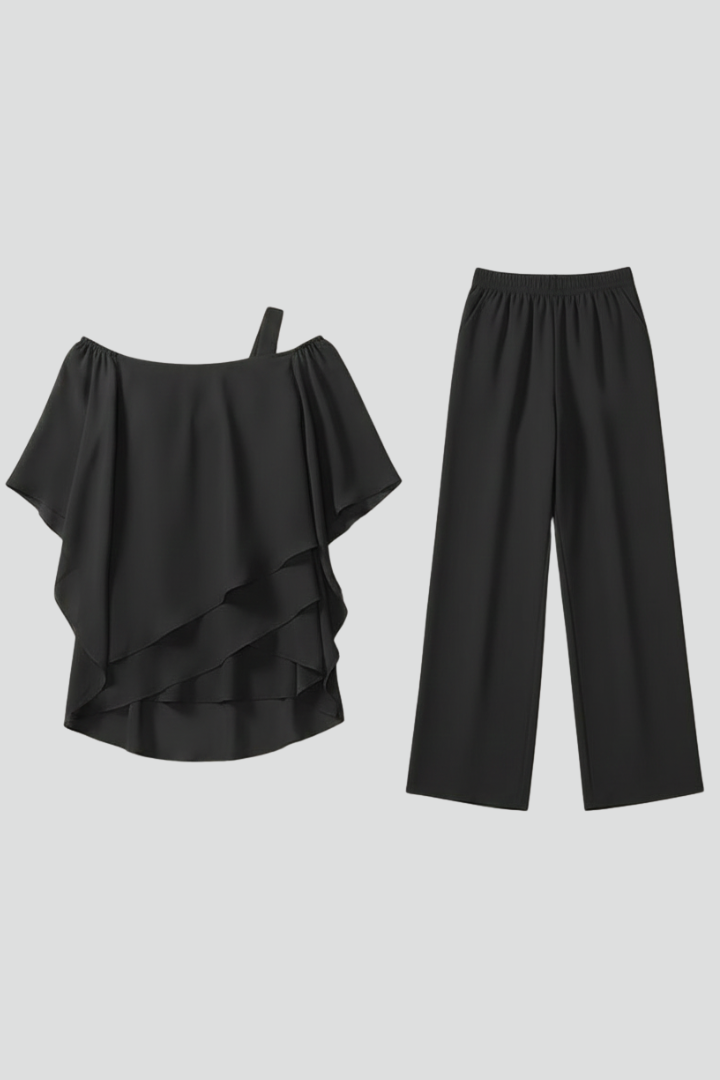 Olivia | Women’s Off-Shoulder Flowing Wide-Leg Jumpsuit Set