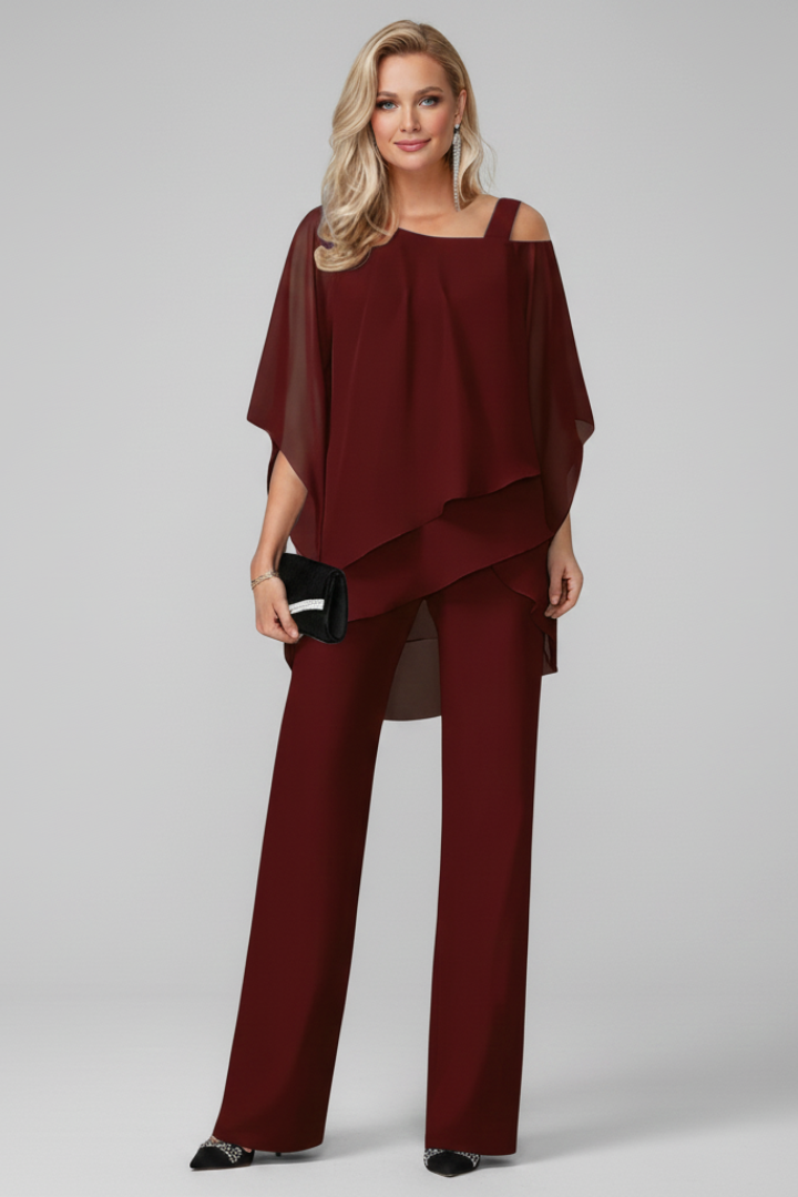 Olivia | Women’s Off-Shoulder Flowing Wide-Leg Jumpsuit Set