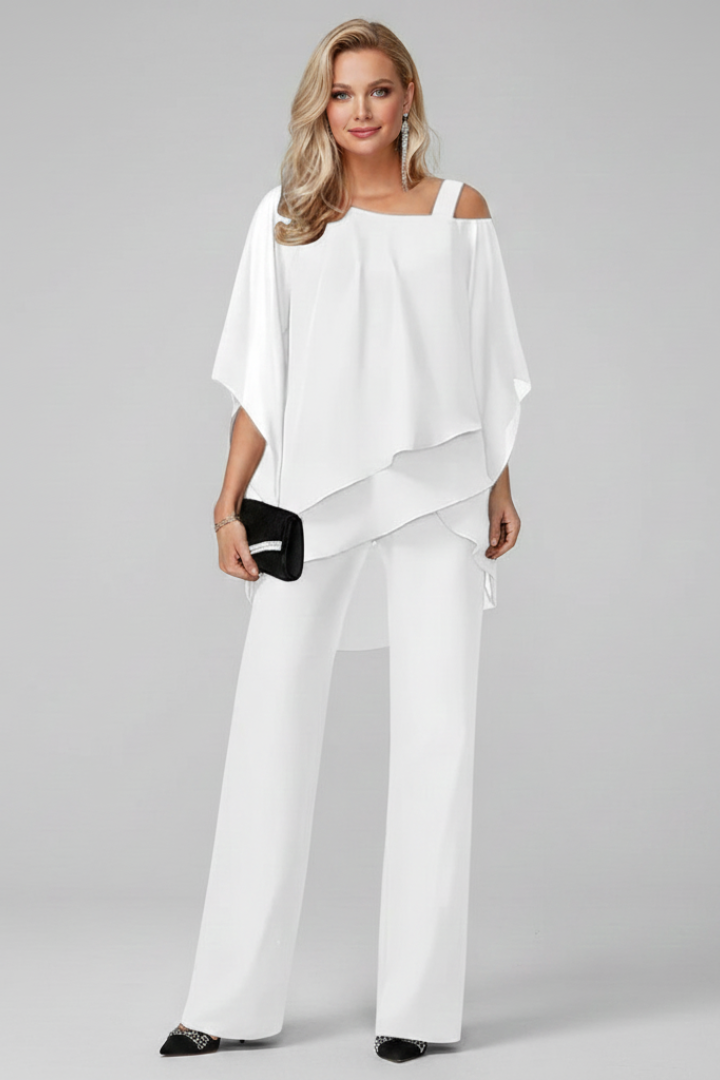Olivia | Women’s Off-Shoulder Flowing Wide-Leg Jumpsuit Set