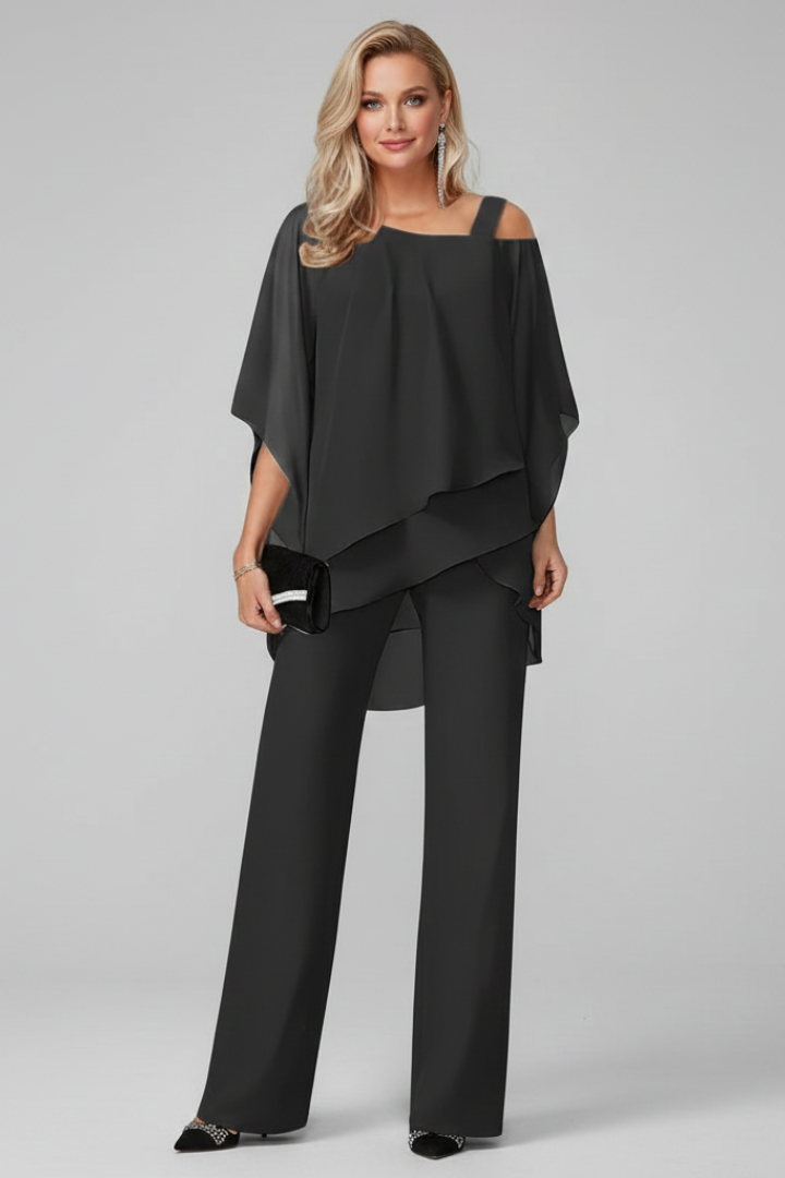 Olivia | Women’s Off-Shoulder Flowing Wide-Leg Jumpsuit Set