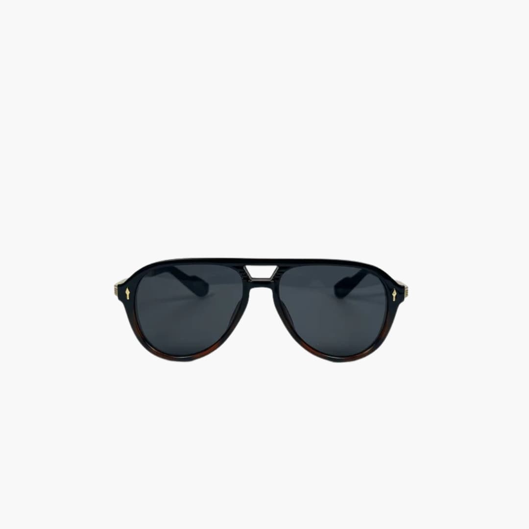 Women's Fashion Pilot Sunglasses with Bold Brow Line and UV Protection