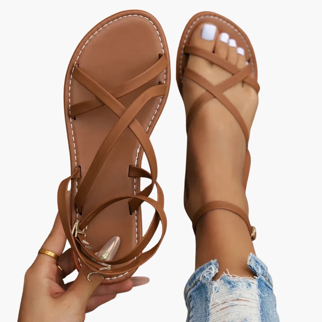 Clara | Women's Sandals with Crisscross Straps and Adjustable Ankle Strap