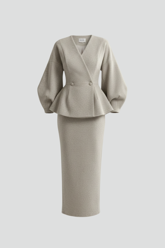 Galina | Two Piece V-Neck Blazer and Skirt Set