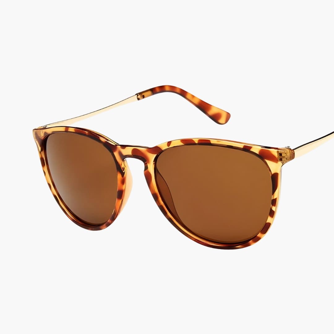 Women's Sunglasses with Cat Eye Frame and Metal Temples