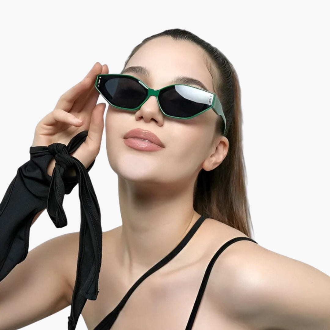 Women's Sunglasses with Geometric Frame and UV Protection