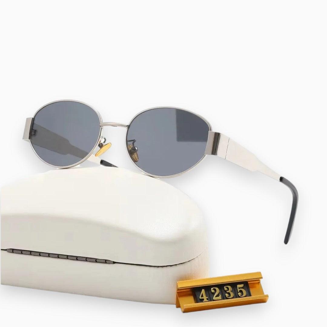 Women's Sunglasses with Oval Frame and Metal Structure