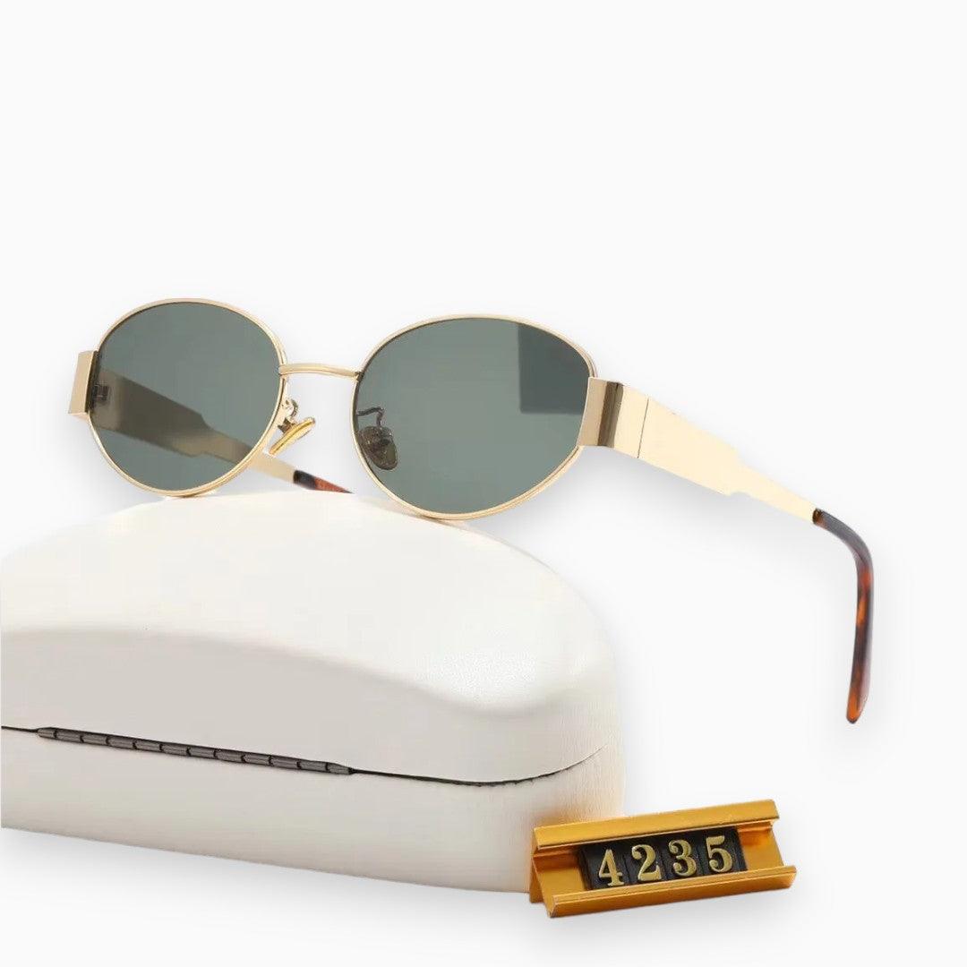 Women's Sunglasses with Oval Frame and Metal Structure