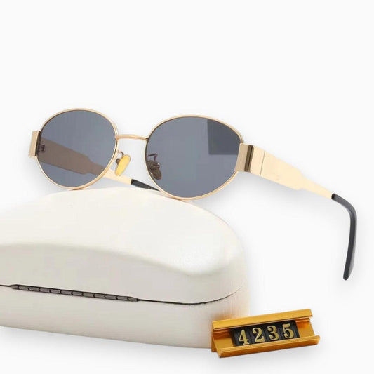 Women's Sunglasses with Oval Frame and Metal Structure