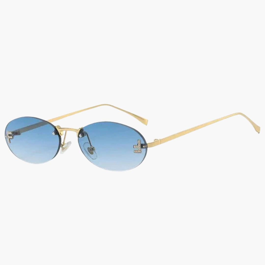 Women's Sunglasses with Oval Lenses and Metal Frame