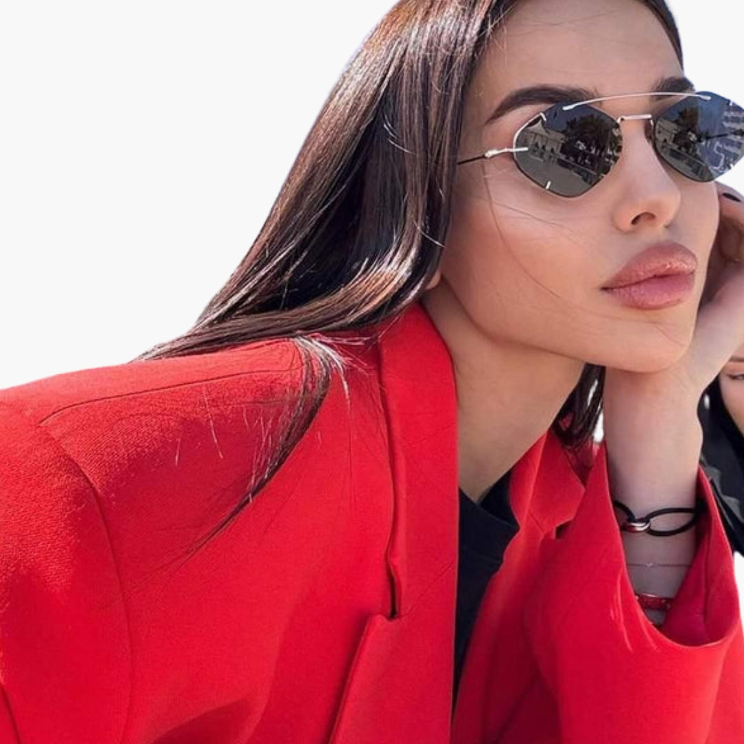 Women's Sunglasses with Rimless Design and Geometric Lenses