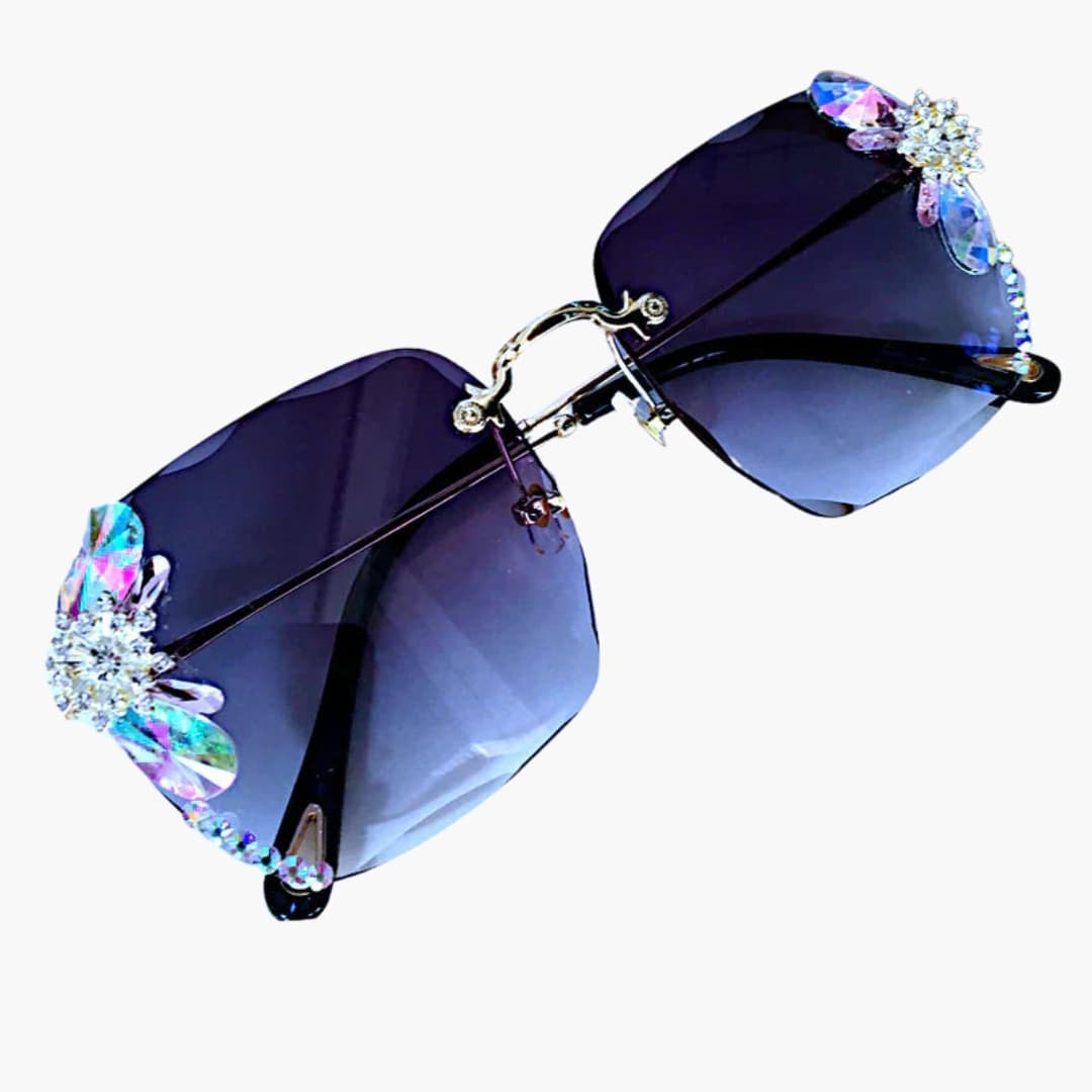 Women's Sunglasses with Rimless Design and Rhinestone Detail
