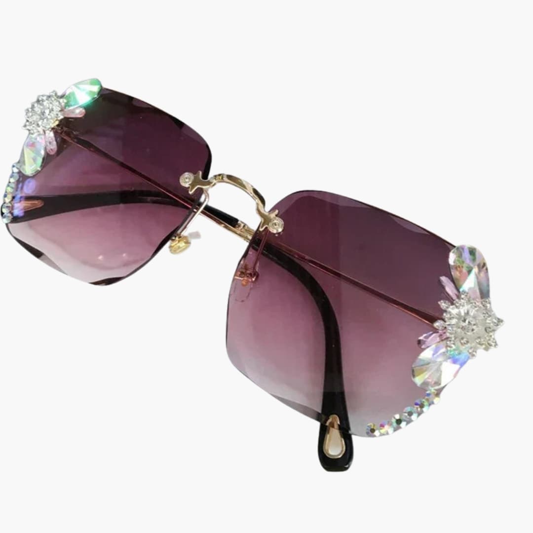 Women's Sunglasses with Rimless Design and Rhinestone Detail