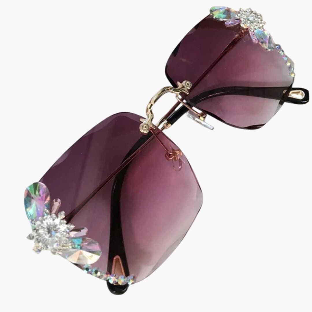 Women's Sunglasses with Rimless Design and Rhinestone Detail