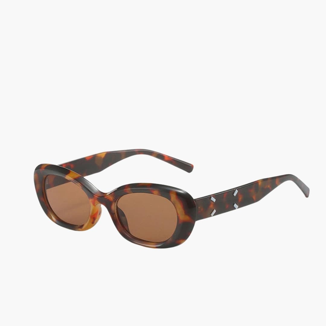 Women's Sunglasses with Rounded Square Frame and Patterned Surface