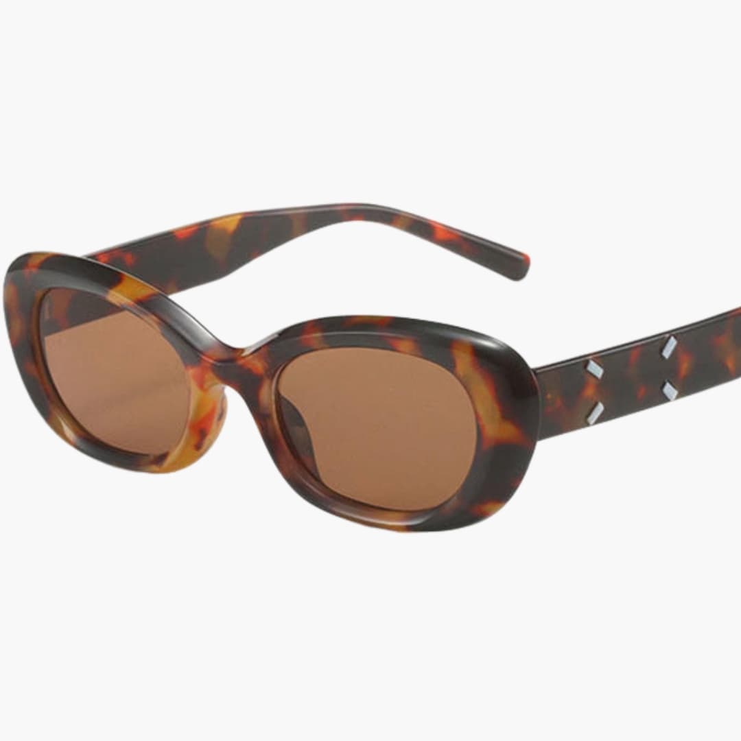 Women's Sunglasses with Rounded Square Frame and Patterned Surface