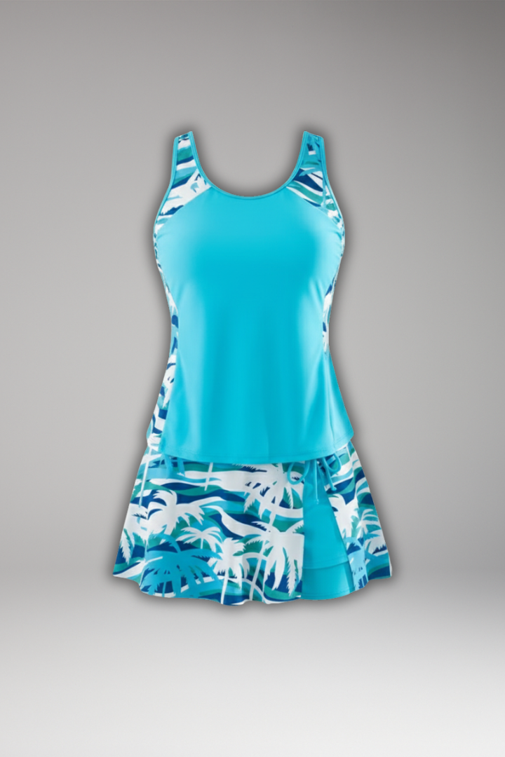 Nalani | Electric Blue Racerback Tankini Set with Skirt