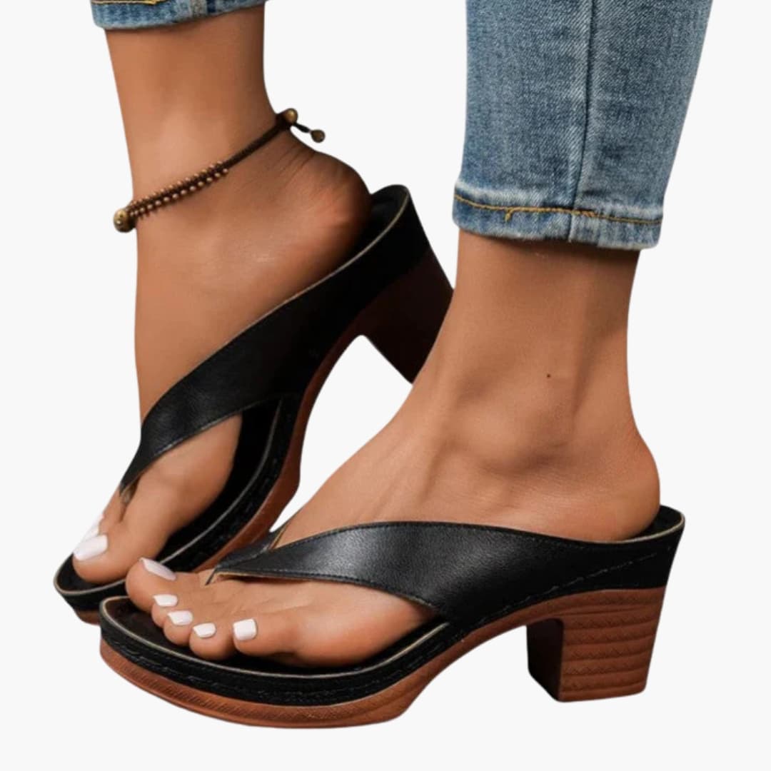 Valerie | Women's Thong Sandals with Block Heel and Platform Sole