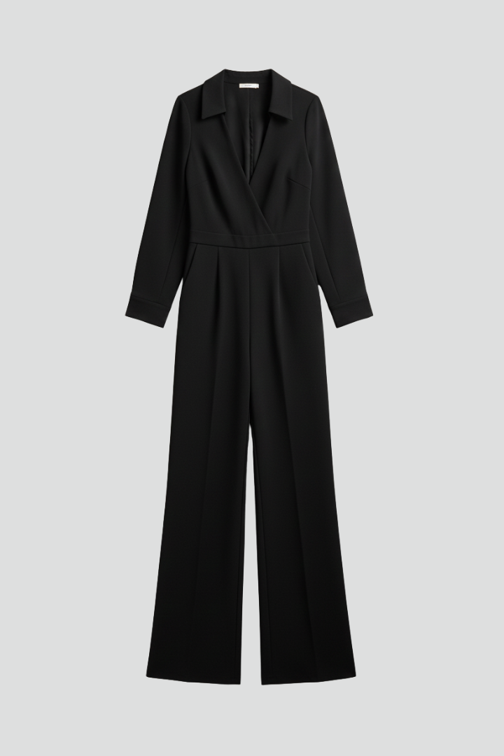 Sophie | Women’s Collared Wide-Leg Tailored V-neck Jumpsuit