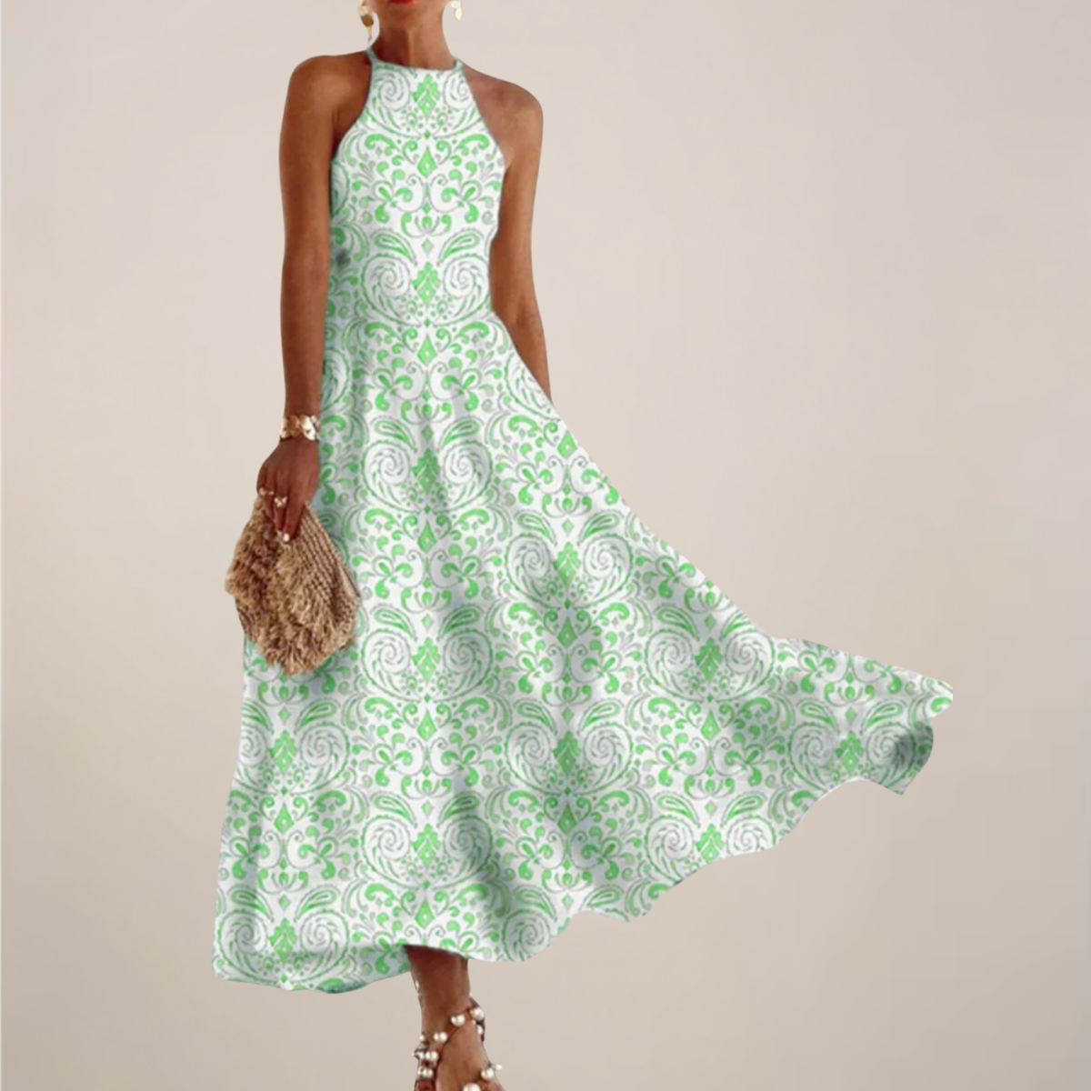Victoria | Women’s Printed Halter Neck Maxi Dress
