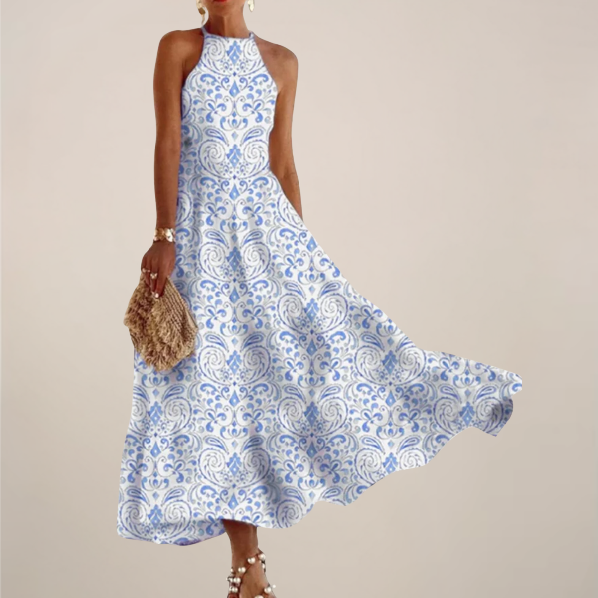 Victoria | Women’s Printed Halter Neck Maxi Dress