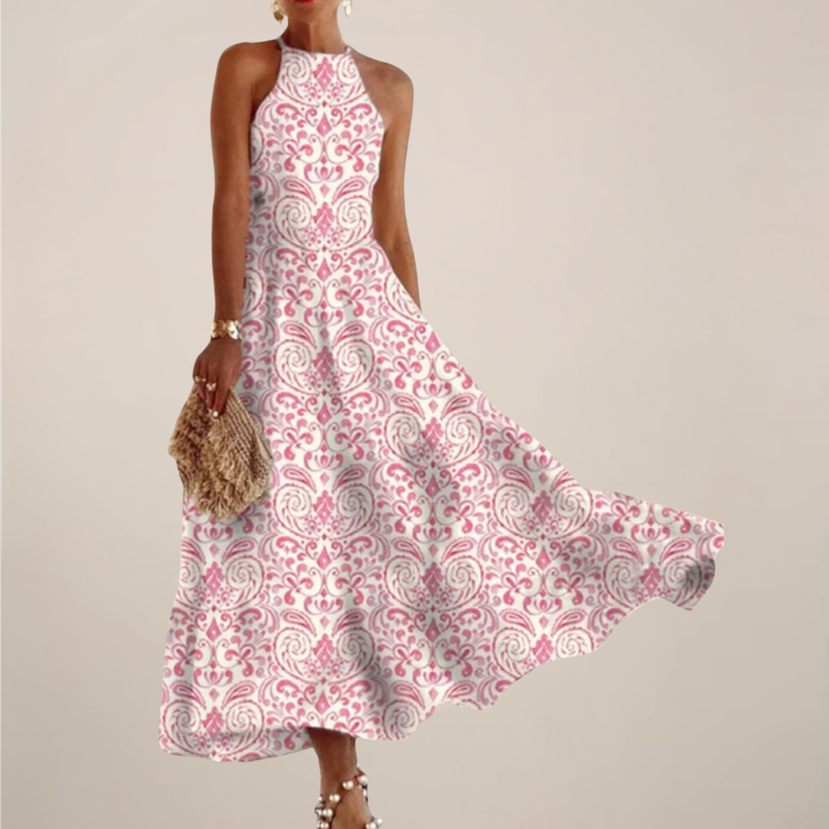 Victoria | Women’s Printed Halter Neck Maxi Dress