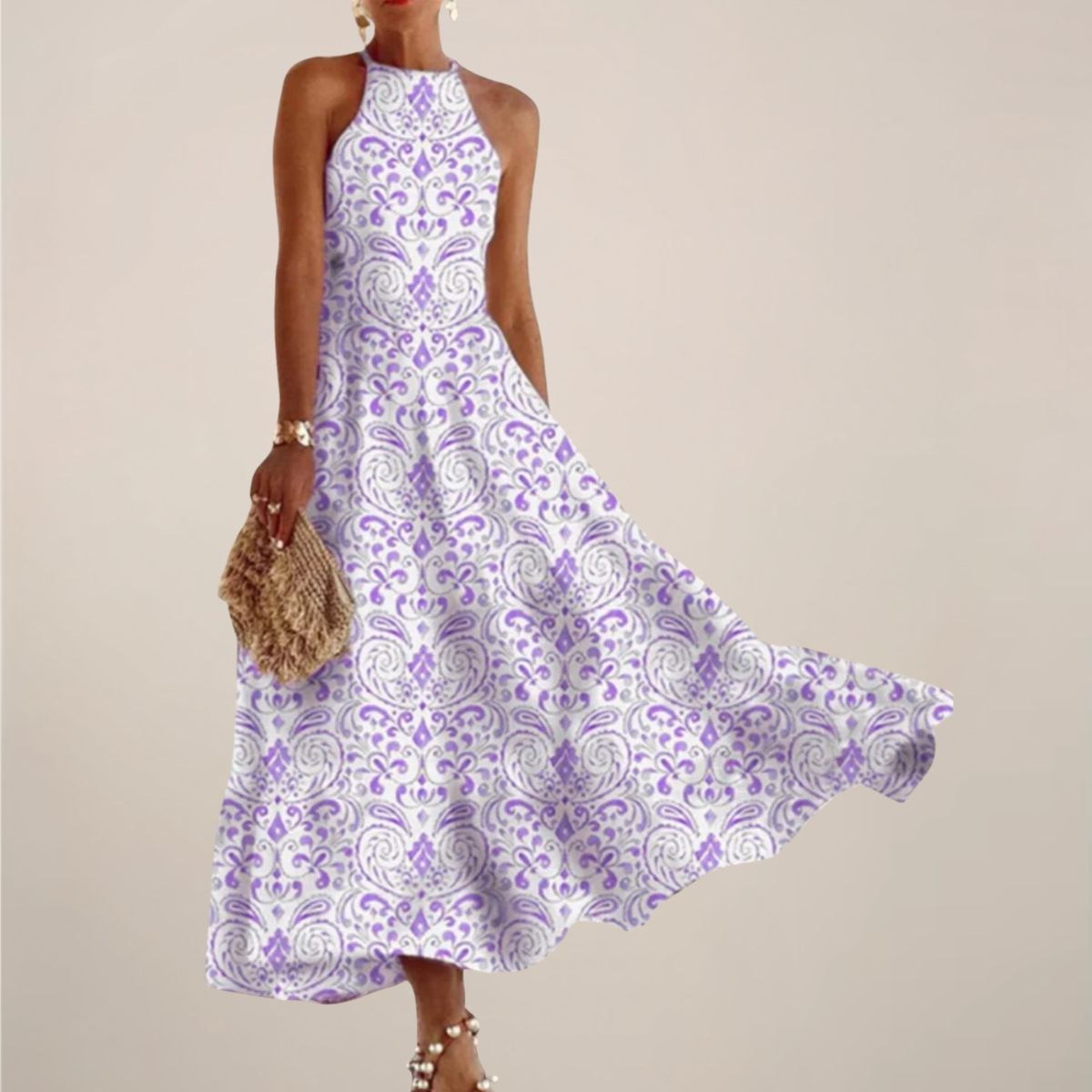 Victoria | Women’s Printed Halter Neck Maxi Dress