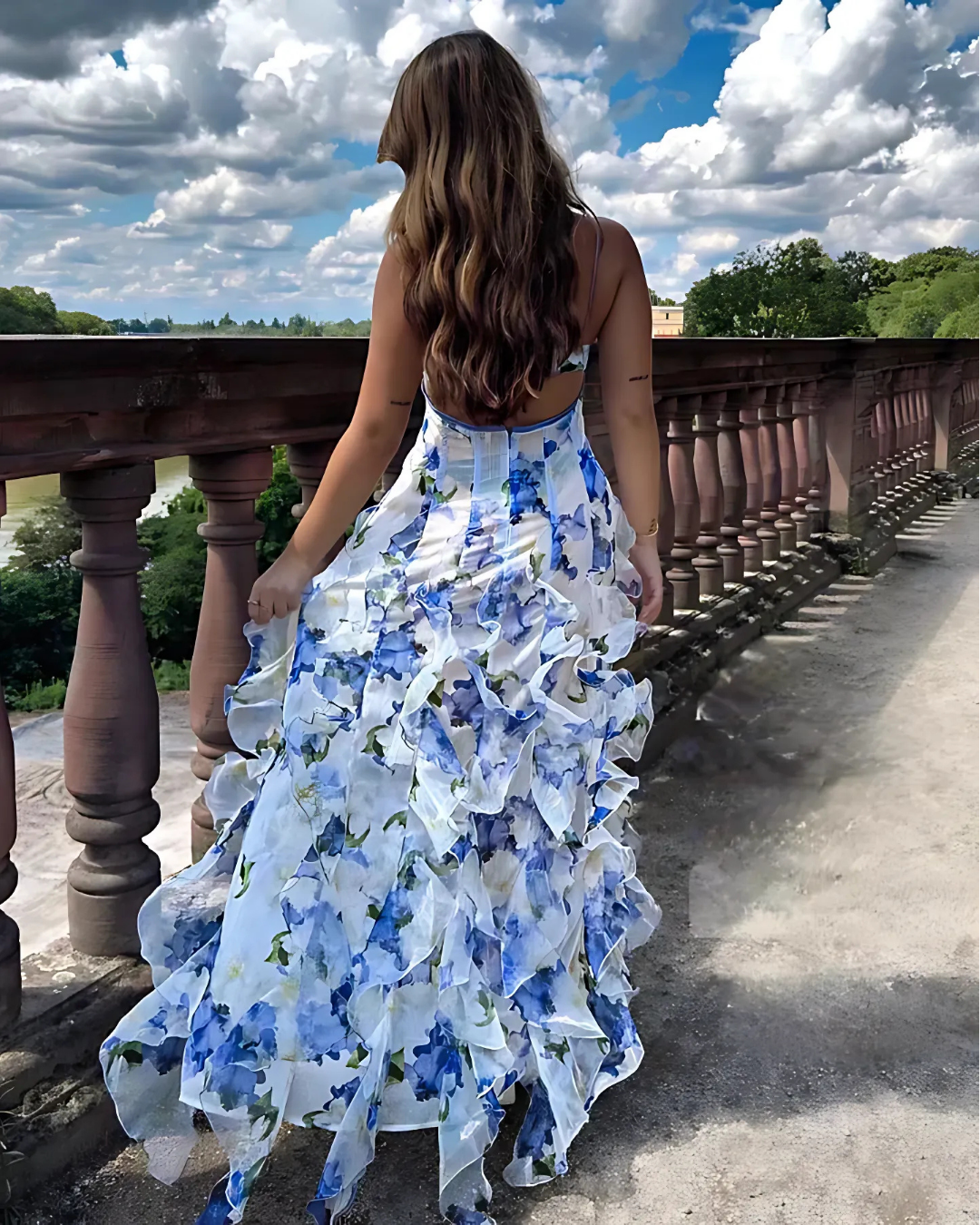 Xiariza | Women’s Floral Ruffle Maxi Dress