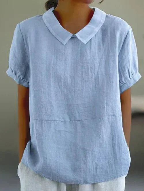Leanne | Women’s Linen Breathable Summer Peter Pan Collar Blouse