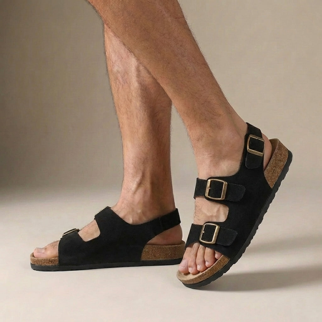 Ethan | Men’s Orthopedic Cork Sole Buckle Slingback Sandals