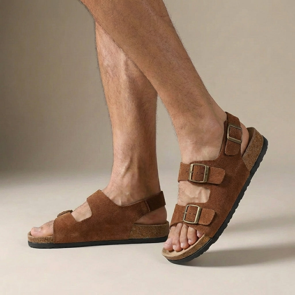 Ethan | Men’s Orthopedic Cork Sole Buckle Slingback Sandals