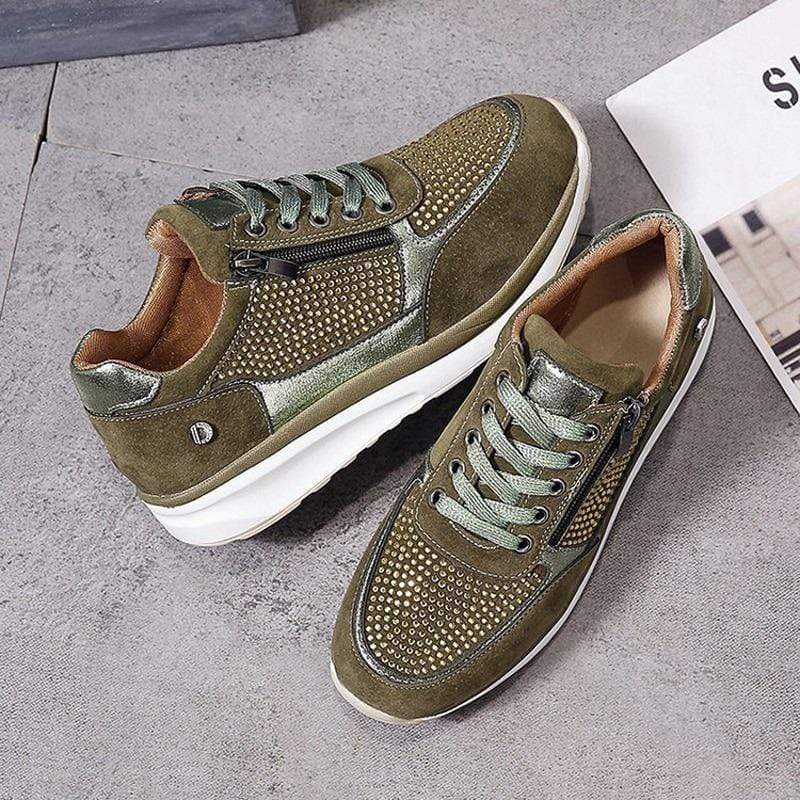 Sybil | Womens Lace Up Platform Sneakers with Zipper