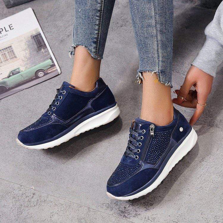 Sybil | Womens Lace Up Platform Sneakers with Zipper