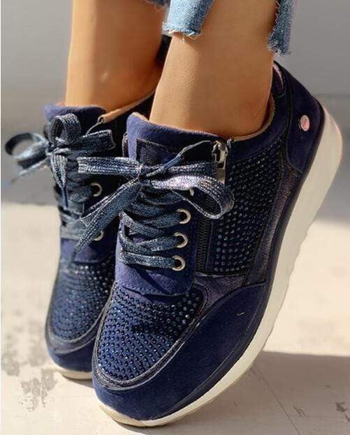 Sybil | Womens Lace Up Platform Sneakers with Zipper