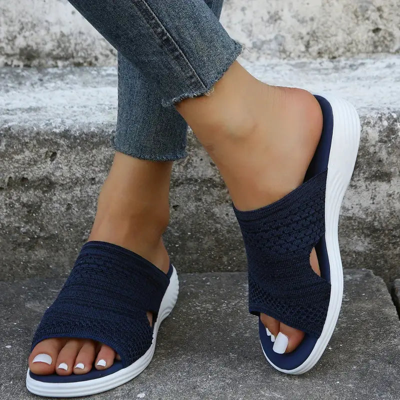 Rowan | Blue Pink Womens Orthopedic Slip On Slide Sandals