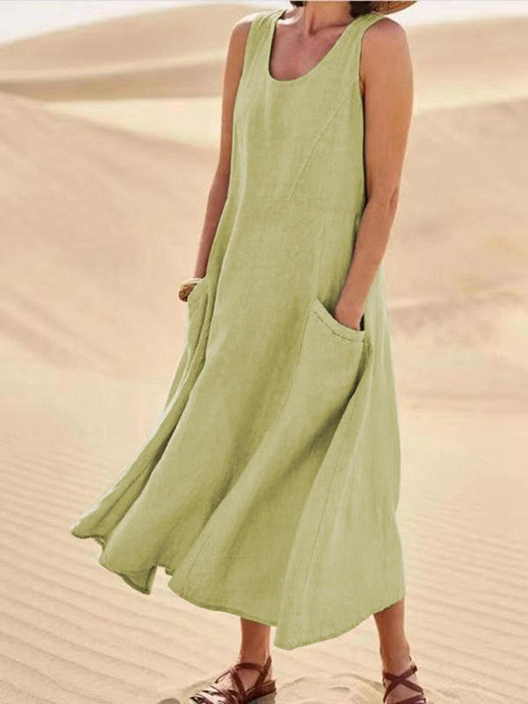 Maisy | Women's Sleeveless Pocket Maxi Casual Summer Dress