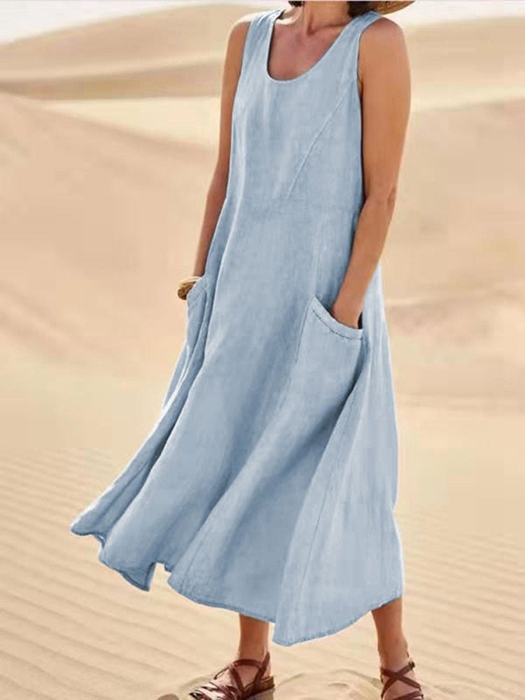 Maisy | Women's Sleeveless Pocket Maxi Casual Summer Dress