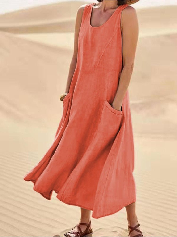 Maisy | Women's Sleeveless Pocket Maxi Casual Summer Dress